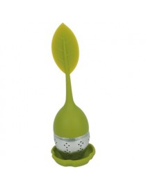 MagiDeal Té Colador Infusor Acero Tapa Silicona Hoja Verde Cocina Bar Cena Tea Strainer. - Envío Gratuito