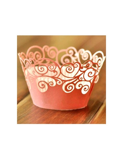 MagiDeal 50pcs De La Taza Del Mollete Bandejas Wrap Pastel Envoltorio De Color Rosa Del Partido Caso Decoración Forro - Envío Gr