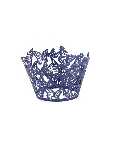 MagiDeal Patrón De Mariposa Hueco 12pcs De La Decoración De La Torta De Papel Envoltura De La Magdalena De La Boda Del Abrigo - 