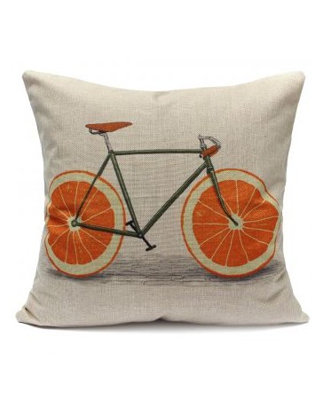 Slip Impreso fruta bicicletas Plaza de lino almohadilla de tiro del Caso Cojín Sofá cama - Envío Gratuito