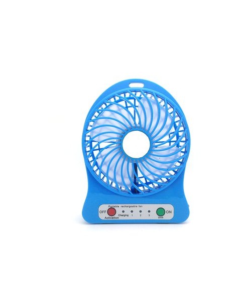 Mini USB Fan LED Soplador Portátil Aire Acondicionado Escritorio Bolsillo Móvil Batería Ventilador Eléctrico （Azul） - Envío Grat