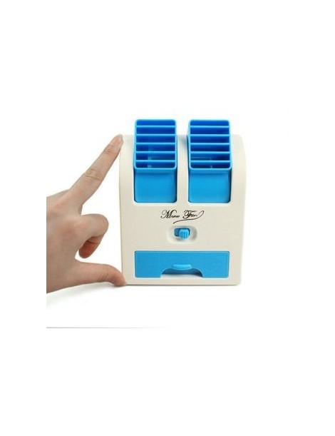 Mini Pequeño Ventilador De Refrigeración USB De Escritorio Sin Cuchilla De Doble Aire Acondicionado Portátil - Azul - Envío Grat