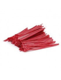 Generic 500 Pcs Lazos De Torsión Para Bolsa De Dulces Boda Cello - Rojo Con Rejillas Blancas - Envío Gratuito