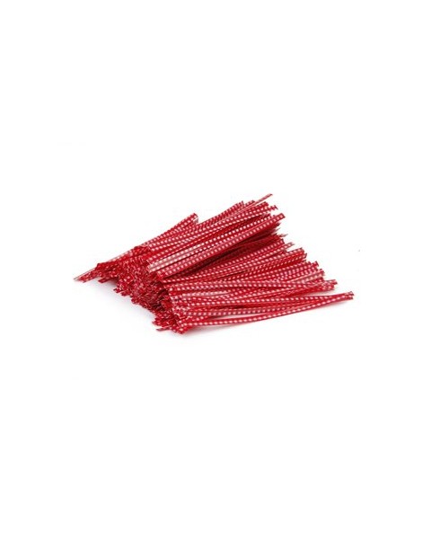 Generic 500 Pcs Lazos De Torsión Para Bolsa De Dulces Boda Cello - Rojo Con Rejillas Blancas - Envío Gratuito