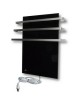 Toallero Térmico de Vidrio con colgantes de Acero Inoxidable Cristal Negro 40x60cm 200w CalorSolar CERATI 1CSTT-Ne -Negro - Enví