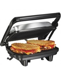 Sandwichera Gourmet Para Paninis Hamilton Beach 25460Z Tapa Flotante-Gris Con Negro - Envío Gratuito