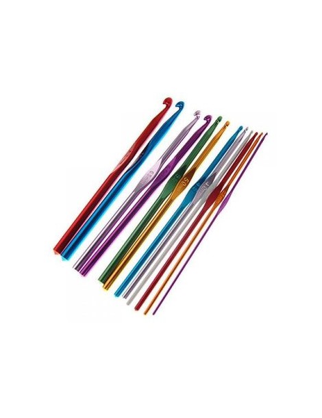 MagiDeal 12Tamaño Ganchos De Ganchillo Crochet Tejido Tejer Multicolor Aluminio 2.0-8.0mm - Envío Gratuito