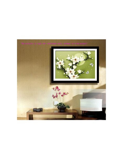 DIY Handmade Needlework Cross Stitch Set Embroidery Kit 3D Magnolia Flower Butterfly Design Cross-Stitching 46.5 * 35cm - Envío 