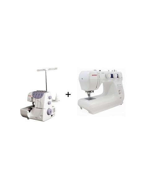 Maquina Overlock Janome 9102D + Maquina de Coser Mecanica 2222 - Blanco - Envío Gratuito