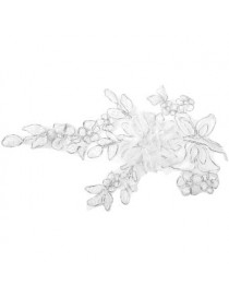 Generic Hermoso Blanco Apliques De Coser Costura Poliéster Flores Encaje Parche 11 Inch - Envío Gratuito