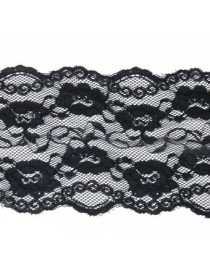 Generic Amplia Encaje Elastizado 5 Yardas 15cm Negro Floral Recortar Apliques De Coser Bricolaje - Envío Gratuito