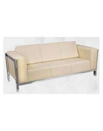 sala sofa moderna en piel y cromo 3 persona - Envío Gratuito