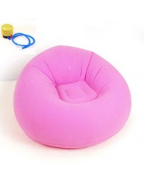 1Set Moda Flocado Inflable Sofá Bolso Silla Plegable Al Aire Libre Jardín Sofá Sala Mueble Esquina Sofa Cama Con Bomba -Rosado -