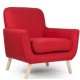 Sillón Individual Acojinado, Vintage Home Designe, Bladmore, Madera De Pino Tapizado- Rojo - Envío Gratuito