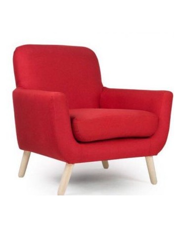 Sillón Individual Acojinado, Vintage Home Designe, Bladmore, Madera De Pino Tapizado- Rojo - Envío Gratuito