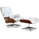 Sillon Silla Eames Lounge Charles Piel Italiana Madera Caoba Minimalista Elegante Moderno - Blanco Replica Exacta - Envío Gratui