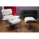 Sillon Silla Eames Lounge Charles Piel Italiana Madera Caoba Minimalista Elegante Moderno - Blanco Replica Exacta - Envío Gratui