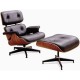 Sillon Silla Eames Lounge Charles Piel Italiana Madera Caoba Minimalista Elegante Moderno - Negro Replica Exacta - Envío Gratuit