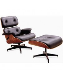 Sillon Silla Eames Lounge Charles Piel Italiana Madera Caoba Minimalista Elegante Moderno - Negro Replica Exacta - Envío Gratuit