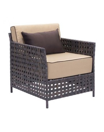 Sillon individual para exterior marca Zuo modelo Pinery con brazos - cafe / 703791 - Envío Gratuito