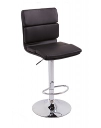 Banco Bar Cory Color Negro Pedestal de Acero Cromado - Envío Gratuito