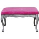 Banco Estilo Vintage Chic, Vintage Home Designe, Patas De Madera De Pino Con Cojín Forrado En Tela- Color Rosa Mexicano - Envío 