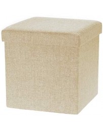 Taburete Del Almacenaje Plegable Abric Foot Stool Asiento Reposapiés Plegable Caja De Almacenamiento Pouffe -Beige - Envío Gratu