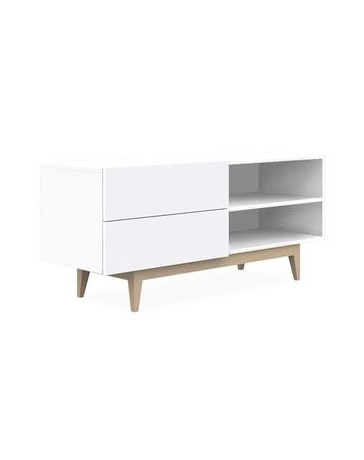 Artika [S]-The H design-Mueble TV estilo escandinavo con 2 repisas y 2 cajones-blanco - Envío Gratuito