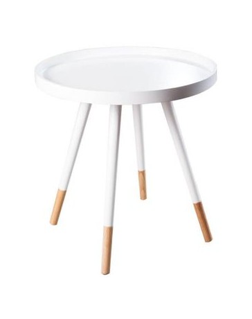 Mesa De Centro Auxiliar Redonda Madera Vintage Home Designe - Blanca - Envío Gratuito