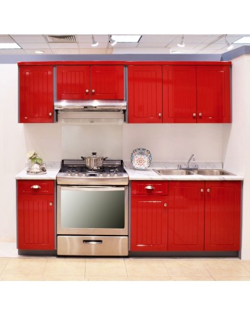 Cocina Modular Alondra New Challenge 2.43 Mts Roja - Envío Gratuito