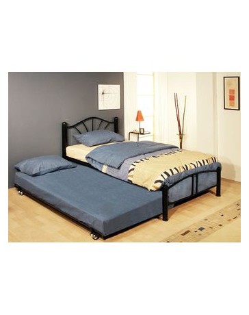 Cama Individual y Cama Baja con Ruedas 6827/3050-Negro - Envío Gratuito