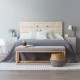 Banca Pie De Cama, Vintage Home Design, Luna Gris, Madera De Pino Tapizada-Gris - Envío Gratuito