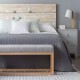 Banca Pie De Cama, Vintage Home Design, Luna Gris, Madera De Pino Tapizada-Gris - Envío Gratuito