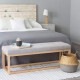 Banca Pie De Cama, Vintage Home Design, Luna Gris, Madera De Pino Tapizada-Gris - Envío Gratuito