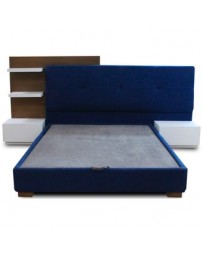 Cama Matrimonial Nuria Moderna De Madera Pino Color Azul - Envío Gratuito