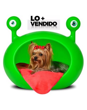 Cama Casa para Perro o Gato Monster Cave Guisapet - Verde con Rojo - Envío Gratuito