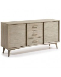 Aparador Credenza Comoda, Vintage home Designe, Fernanda, Madera de Pino 3 Cajones 2 Puertas- Gris - Envío Gratuito