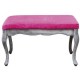 Banco Estilo Vintage Chic, Vintage Home Designe, Patas De Madera De Pino Con Cojín Forrado En Tela- Color Rosa Mexicano - Envío 