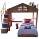 Litera Infantil Casita Individual-Cerezo Americano con Azul - Envío Gratuito