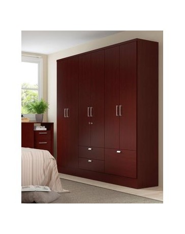 Ropero Closet Bertolini 598 6 Puertas 3 Cajones-Caoba - Envío Gratuito