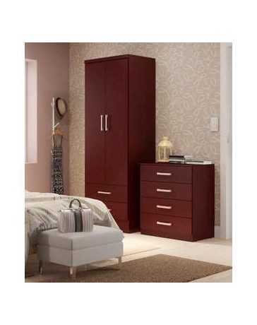 Ropero Closet Bertolini 599 2 Puertas 2 Cajones -Caoba - Envío Gratuito