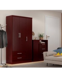 Ropero Closet Bertolini 583 3 Puertas 2 Cajones-Caoba - Envío Gratuito